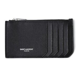 Saint Laurent Black Wallet Fragments Zippered Grain de Poudre Leather